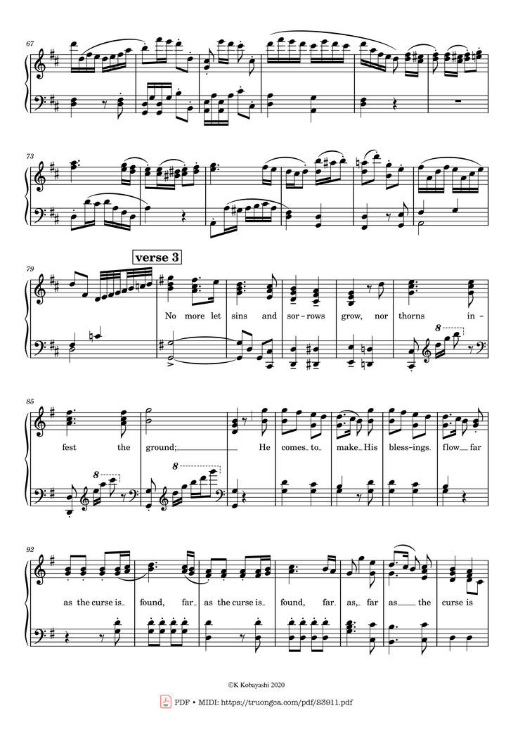 Page 3 of the piano sheet music PDF - Joy to the World! The Lord is come Sheet Piano by Lowell Mason