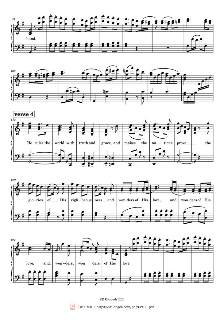 Page 4 of the piano sheet music PDF - Joy to the World! The Lord is come Sheet Piano by Lowell Mason