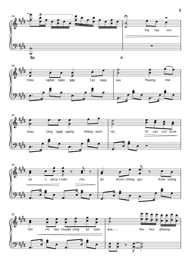 Page 3 of the piano sheet music PDF - Như ngày hôm qua Sheet Piano by Ngo_Duong_Hoang_An
