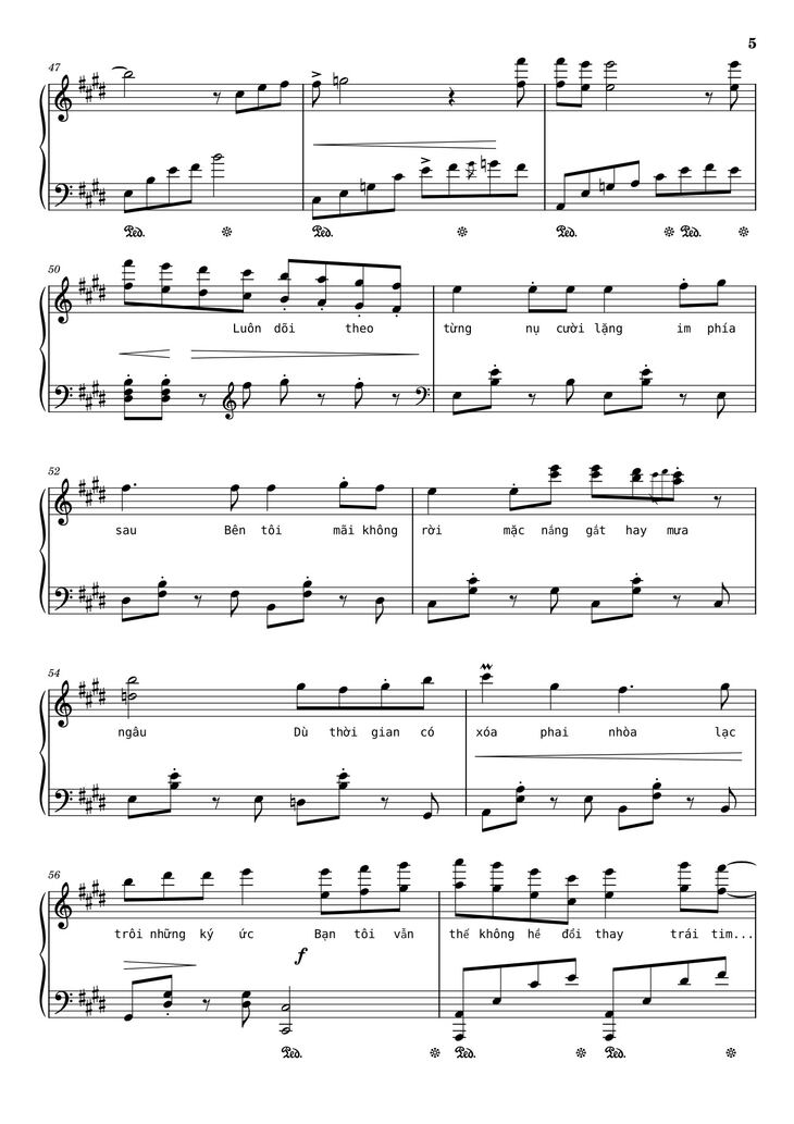 Page 5 of the piano sheet music PDF - Như ngày hôm qua Sheet Piano by Ngo_Duong_Hoang_An