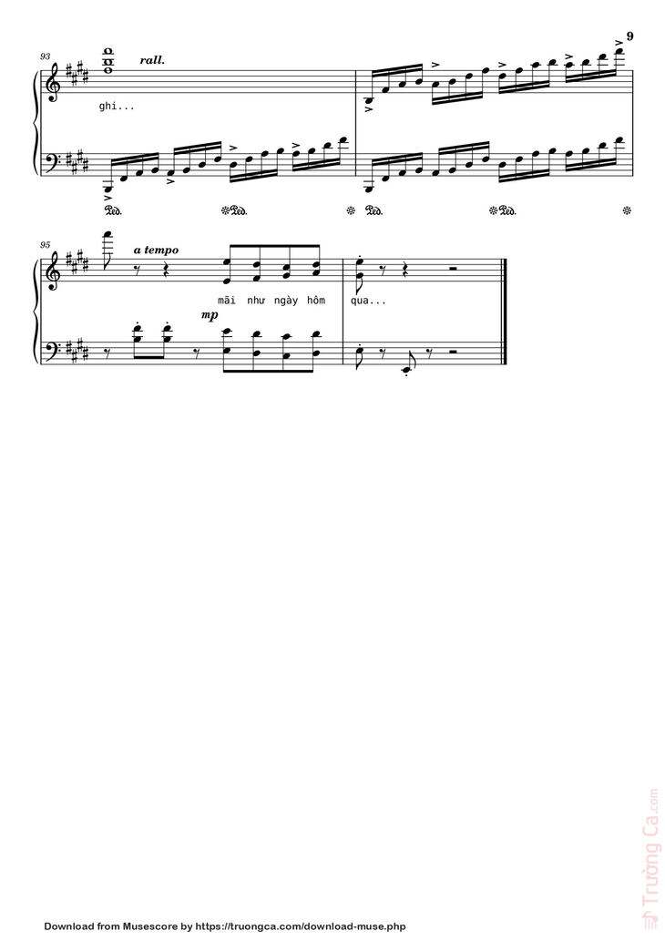 Page 9 of the piano sheet music PDF - Như ngày hôm qua Sheet Piano by Ngo_Duong_Hoang_An