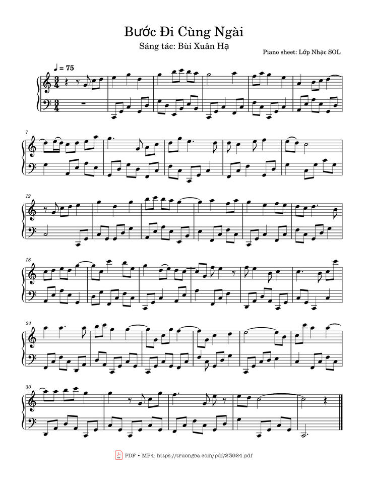 Page 1 of the piano sheet music PDF Piano - Bước Đi Cùng Ngài Sheet Piano by Thangnguyen22