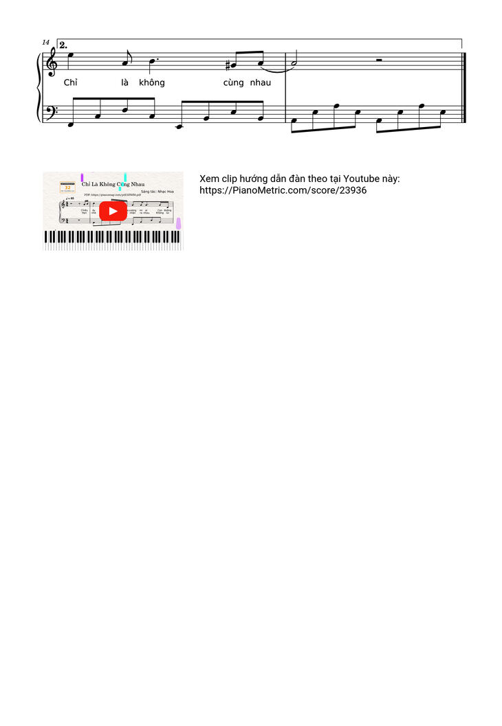 Page 3 of the piano sheet music PDF - Chỉ Là Không Cùng Nhau Sheet Piano by Doanduchoa156
