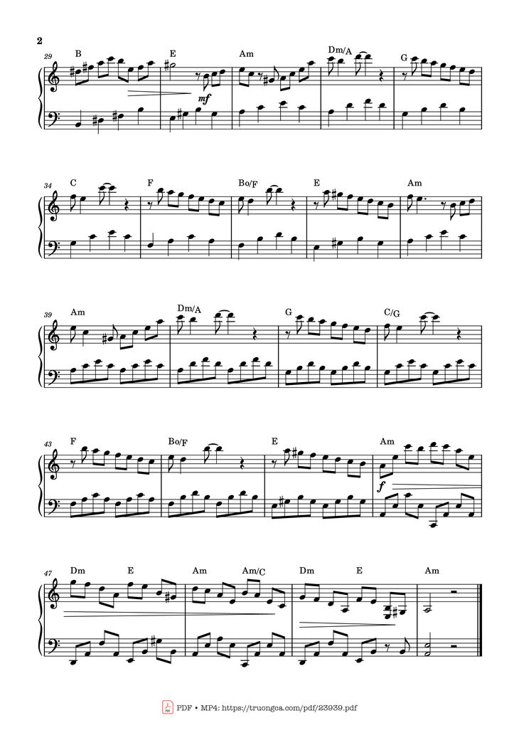 Page 2 of the piano sheet music PDF - Toccata – Paul Mauriat - easy version Sheet Piano by Elena Di Guardo