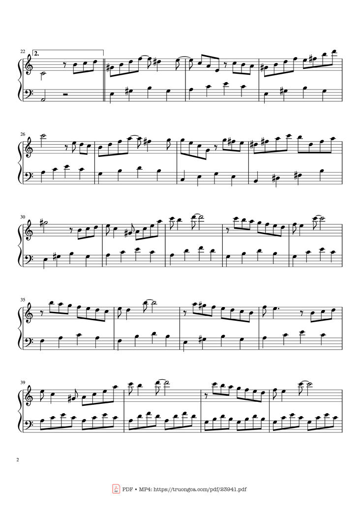 Page 2 of the piano sheet music PDF - Toccata P. Mauriat ease Sheet Piano by Copperfield