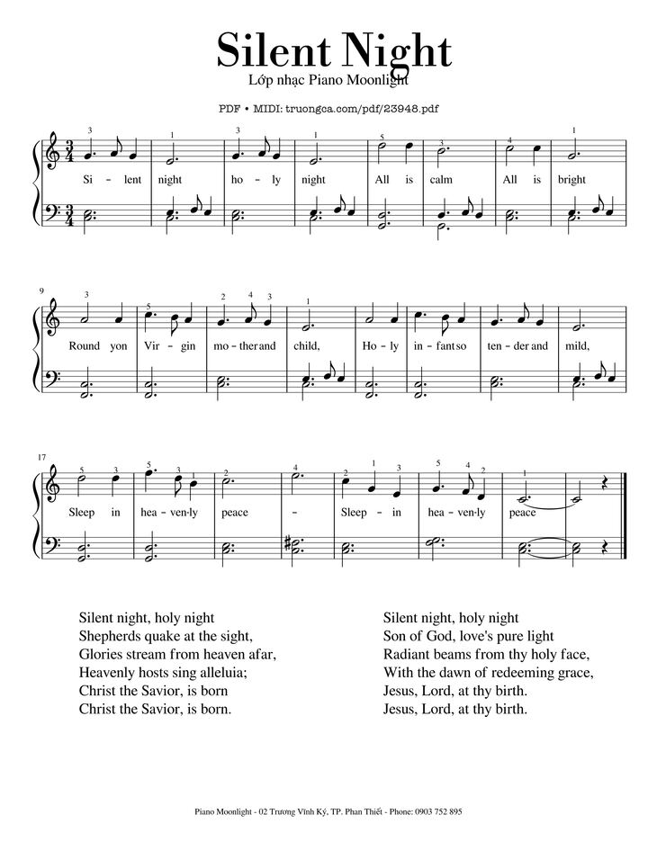 Page 1 of the piano sheet music PDF - Silent Night EASY (C Major) by Tuần Châu