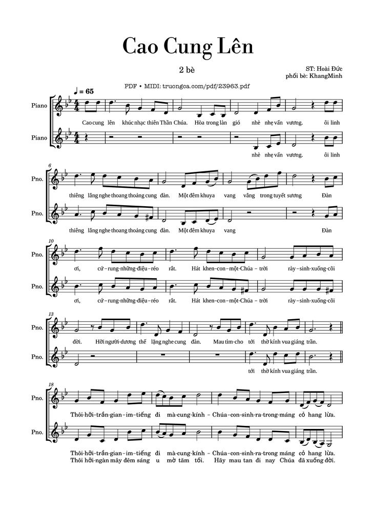 Page 1 of the piano sheet music PDF - Cao Cung Lên Sheet Piano by Hoài Đức