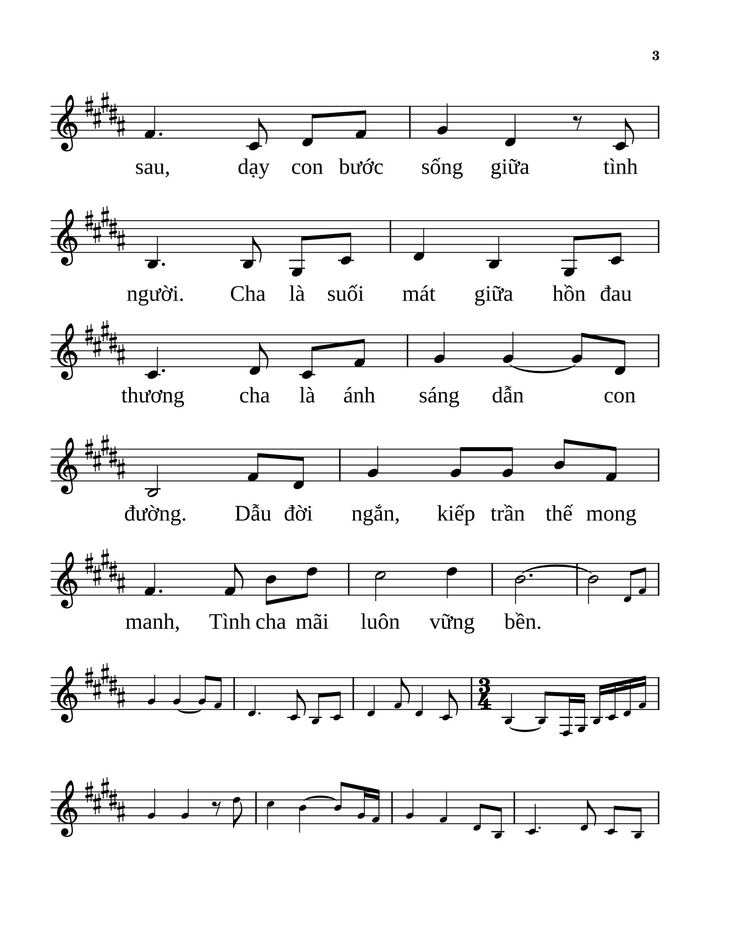Page 3 of the piano sheet music PDF - Công ơn cha by Anmai