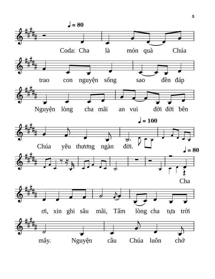 Page 5 of the piano sheet music PDF - Công ơn cha by Anmai