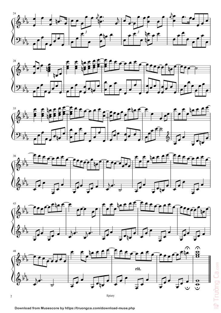 Page 2 of the piano sheet music PDF - When The Love Falls Sheet Piano by Epiary_에피어리