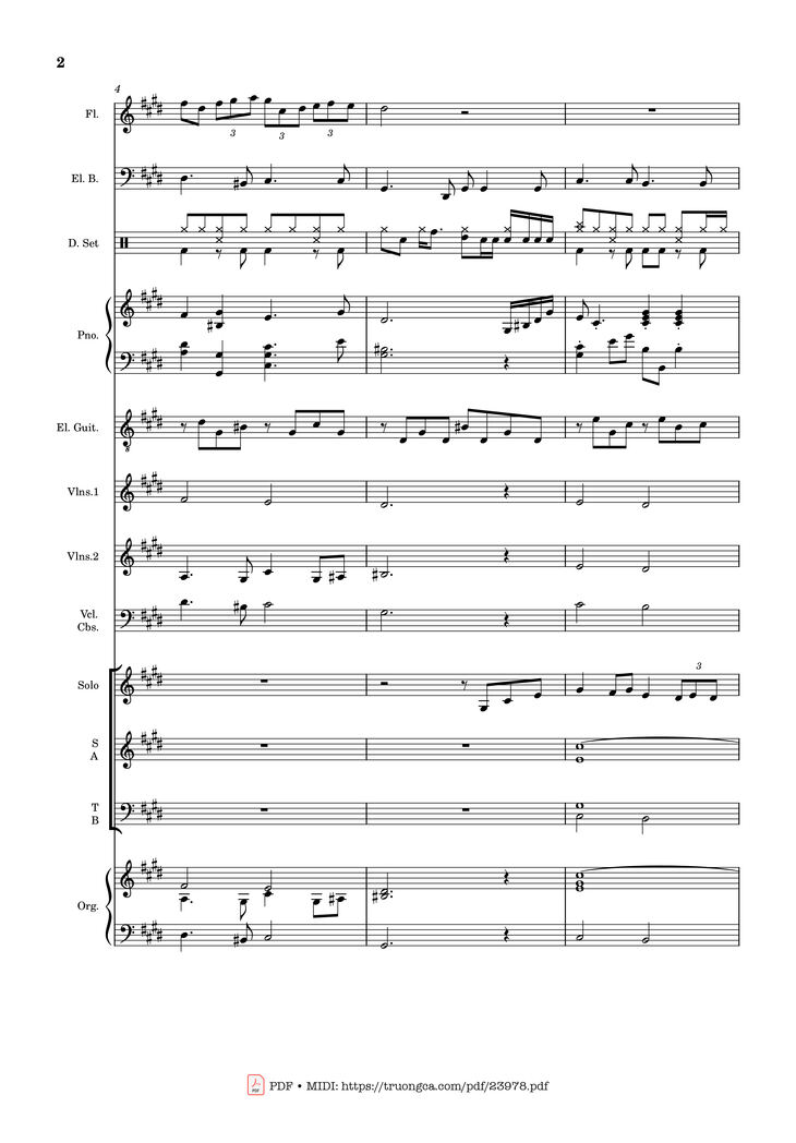 Page 2 of the piano sheet music PDF - MÙA ĐÔNG NĂM ẤY (hợp xướng) by Hoài Đức