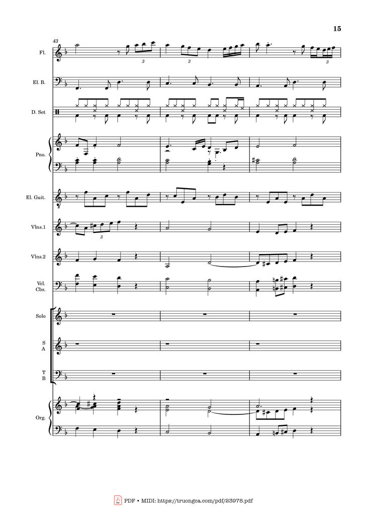Page 15 of the piano sheet music PDF - MÙA ĐÔNG NĂM ẤY (hợp xướng) by Hoài Đức