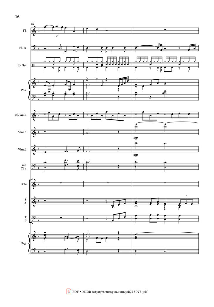 Page 16 of the piano sheet music PDF - MÙA ĐÔNG NĂM ẤY (hợp xướng) by Hoài Đức