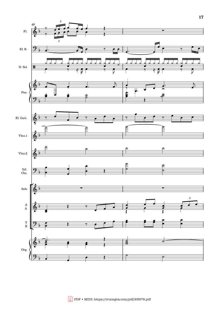 Page 17 of the piano sheet music PDF - MÙA ĐÔNG NĂM ẤY (hợp xướng) by Hoài Đức
