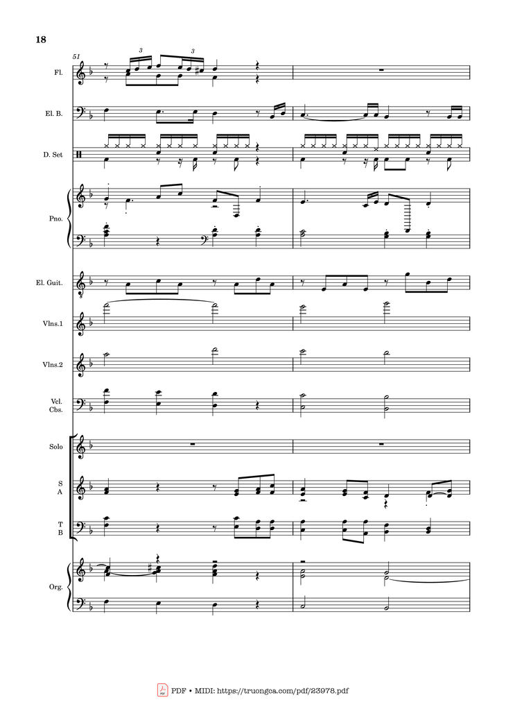 Page 18 of the piano sheet music PDF - MÙA ĐÔNG NĂM ẤY (hợp xướng) by Hoài Đức