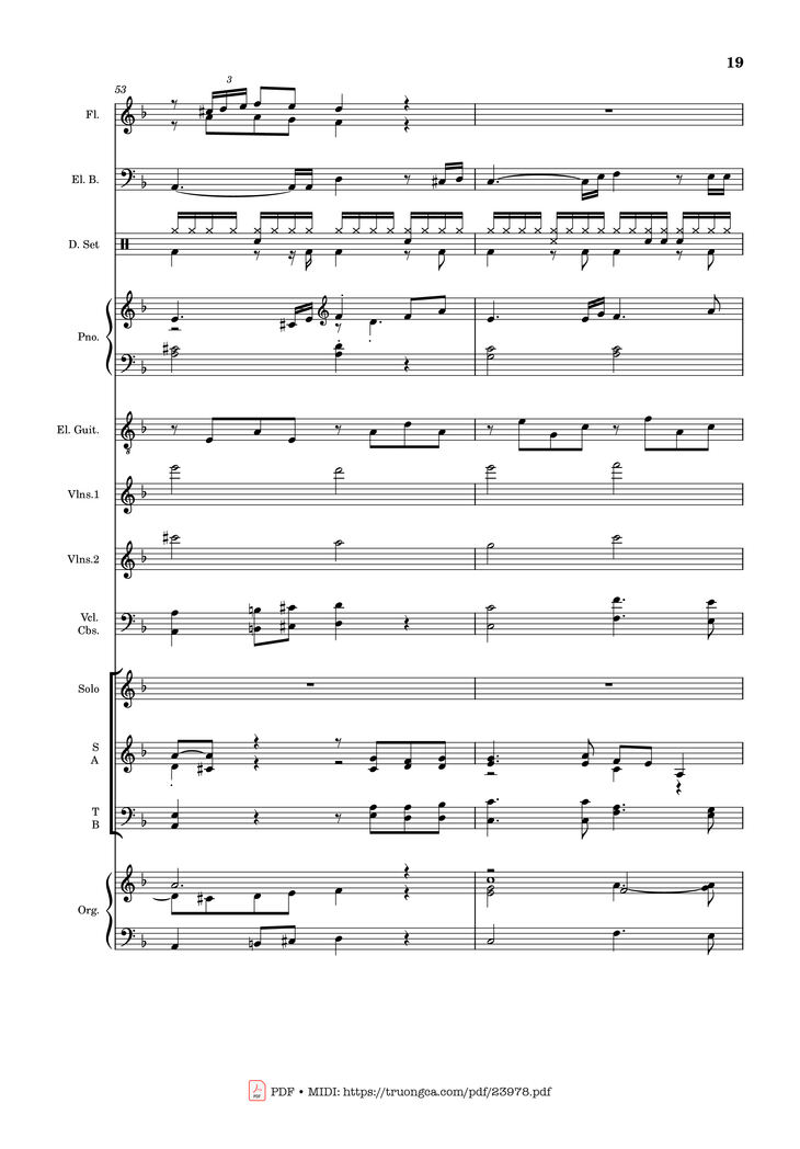 Page 19 of the piano sheet music PDF - MÙA ĐÔNG NĂM ẤY (hợp xướng) by Hoài Đức