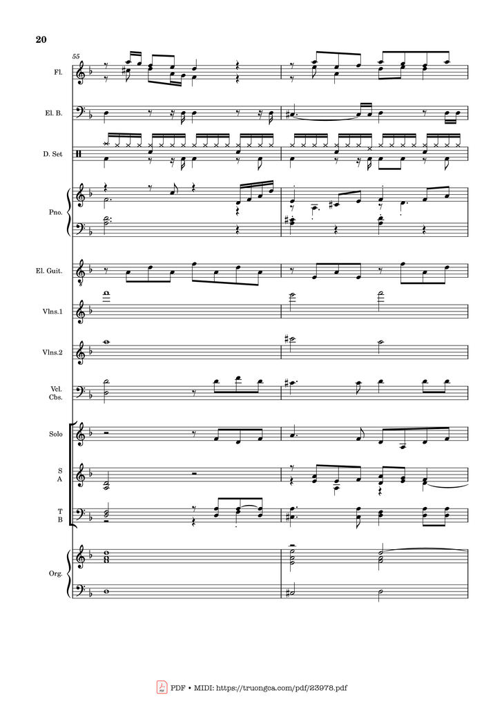 Page 20 of the piano sheet music PDF - MÙA ĐÔNG NĂM ẤY (hợp xướng) by Hoài Đức