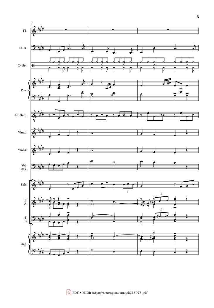 Page 3 of the piano sheet music PDF - MÙA ĐÔNG NĂM ẤY (hợp xướng) by Hoài Đức