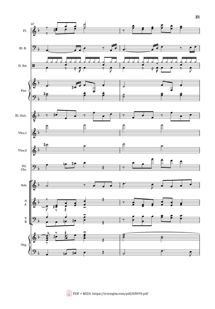 Page 21 of the piano sheet music PDF - MÙA ĐÔNG NĂM ẤY (hợp xướng) by Hoài Đức