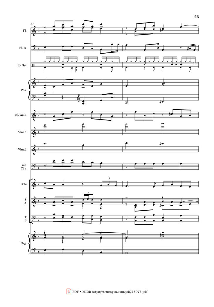 Page 23 of the piano sheet music PDF - MÙA ĐÔNG NĂM ẤY (hợp xướng) by Hoài Đức
