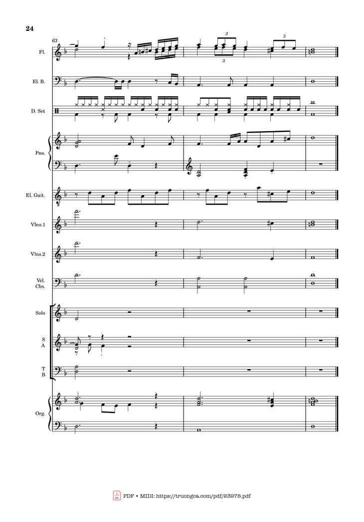 Page 24 of the piano sheet music PDF - MÙA ĐÔNG NĂM ẤY (hợp xướng) by Hoài Đức
