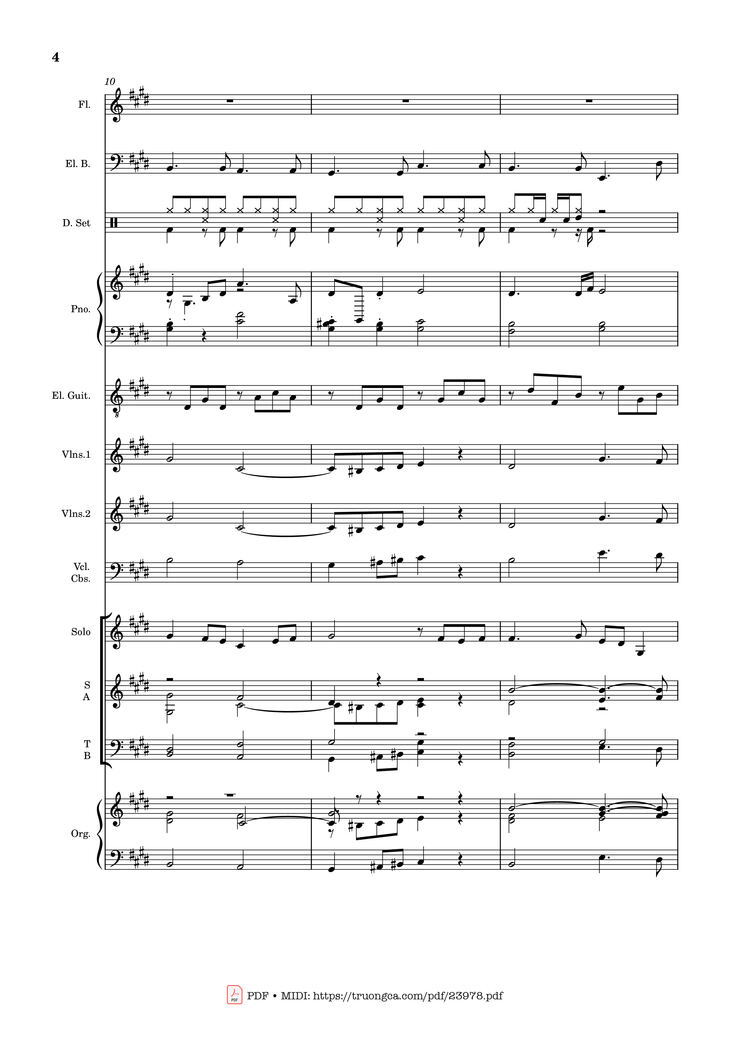 Page 4 of the piano sheet music PDF - MÙA ĐÔNG NĂM ẤY (hợp xướng) by Hoài Đức