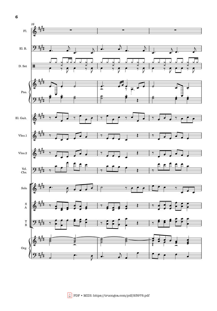Page 6 of the piano sheet music PDF - MÙA ĐÔNG NĂM ẤY (hợp xướng) by Hoài Đức