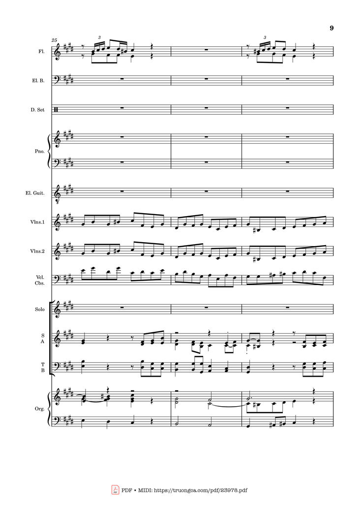 Page 9 of the piano sheet music PDF - MÙA ĐÔNG NĂM ẤY (hợp xướng) by Hoài Đức