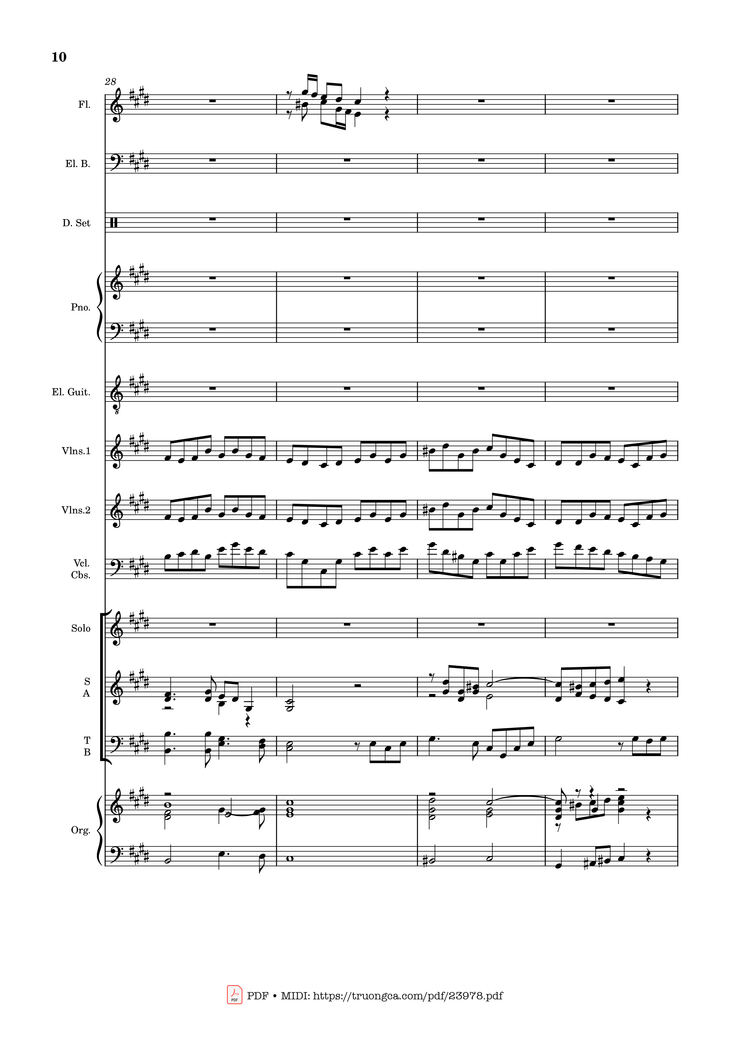 Page 10 of the piano sheet music PDF - MÙA ĐÔNG NĂM ẤY (hợp xướng) by Hoài Đức