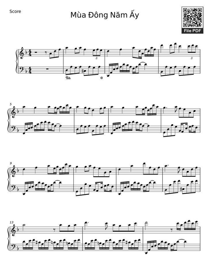 Page 1 of the piano sheet music PDF - Mùa Đông Năm Ấy Sheet Piano by Lafasse