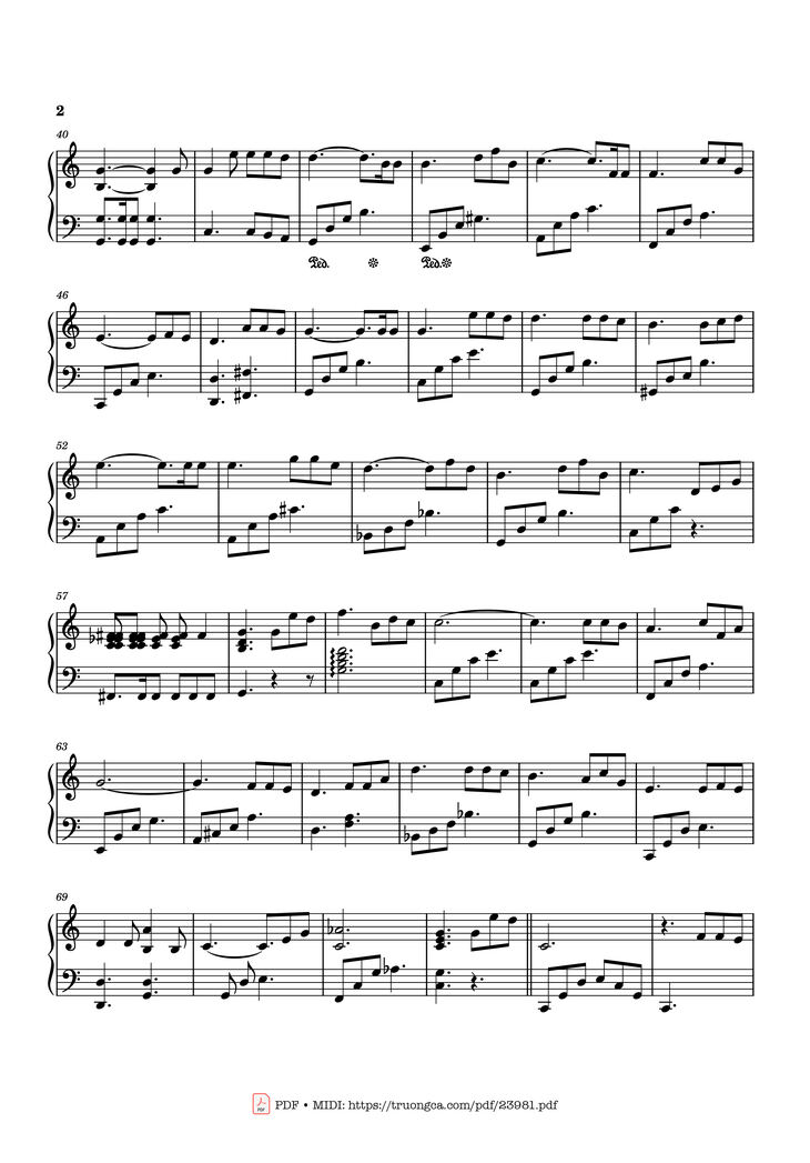 Page 2 of the piano sheet music PDF - Bài thánh ca buồn Sheet Piano by Tungpham1969