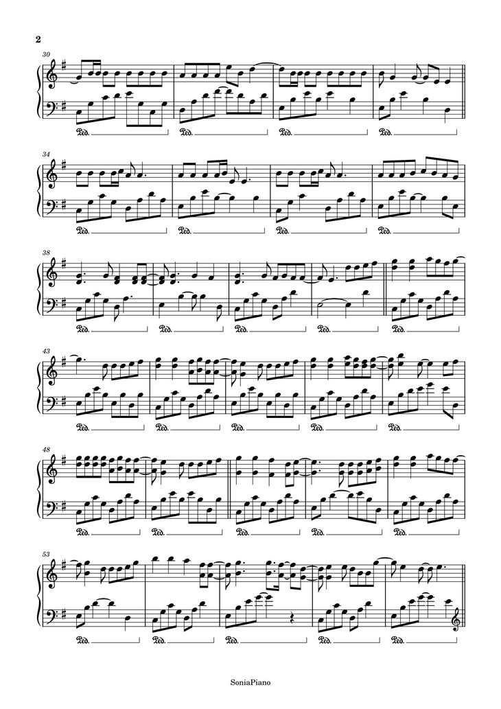 Page 2 of the piano sheet music PDF Piano - Haru Haru Sheet Piano by Full Version