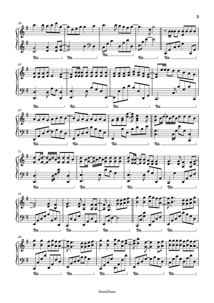 Page 3 of the piano sheet music PDF Piano - Haru Haru Sheet Piano by Full Version