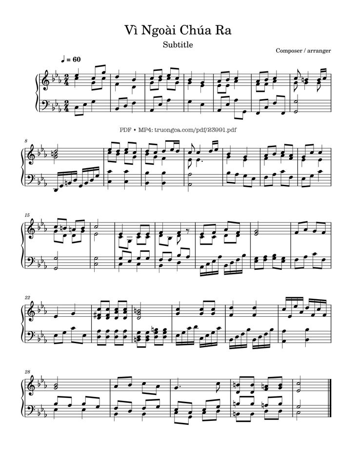 Page 1 of the piano sheet music PDF Piano - Vì Ngoài Chúa Ra Sheet Piano by Phùng Minh Mẫn