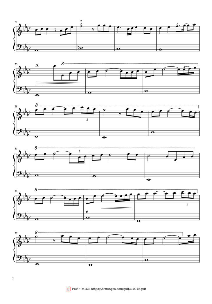 Page 2 of the piano sheet music PDF - Kiss The Rain Piano Simple by Yiruma