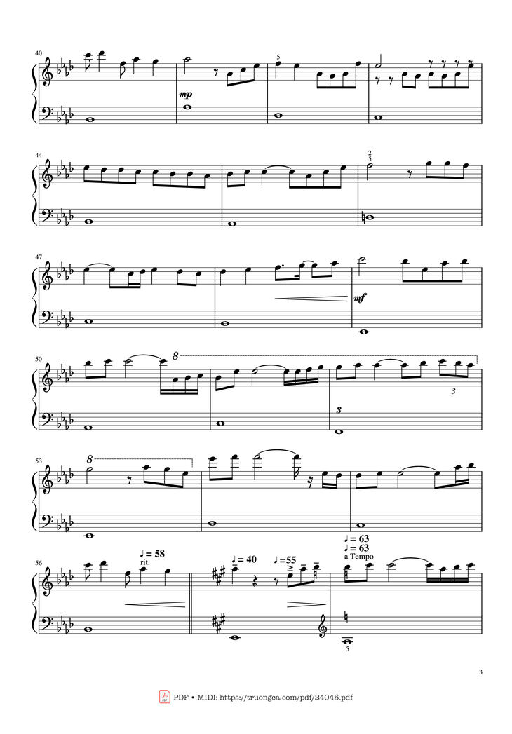 Page 3 of the piano sheet music PDF - Kiss The Rain Piano Simple by Yiruma