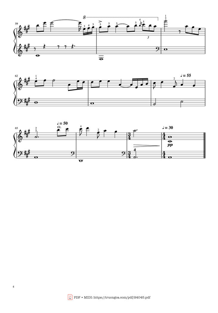 Page 4 of the piano sheet music PDF - Kiss The Rain Piano Simple by Yiruma