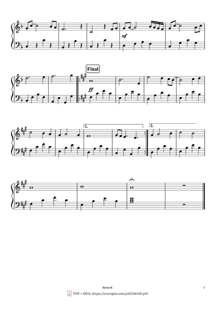 Page 3 of the piano sheet music PDF Piano - My Heart Will Go on Piano Easy by Céline Dion