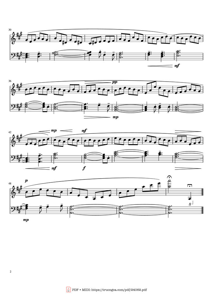Page 2 of the piano sheet music PDF - O Holy Night Sheet Piano by Amw1296