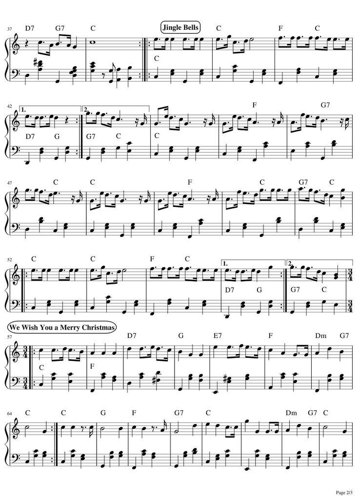 Page 2 of the piano sheet music PDF - Mini Christmas Medley Sheet Piano by ReVl27