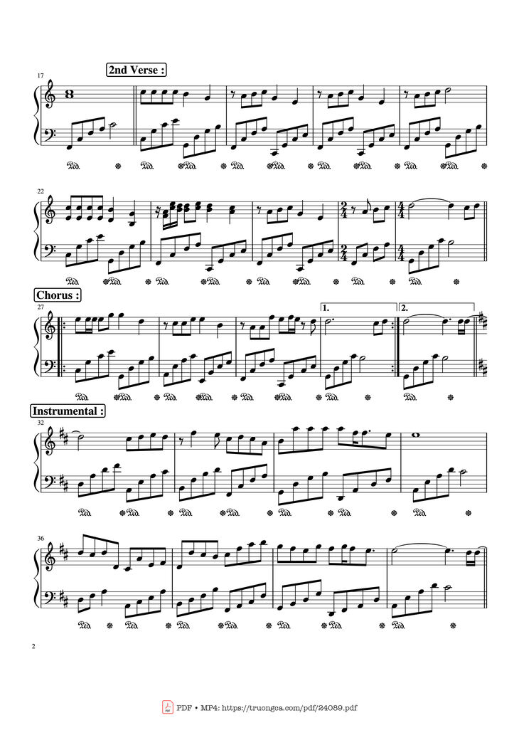 Page 2 of the piano sheet music PDF - Beautiful In White Sheet Piano by WestLife