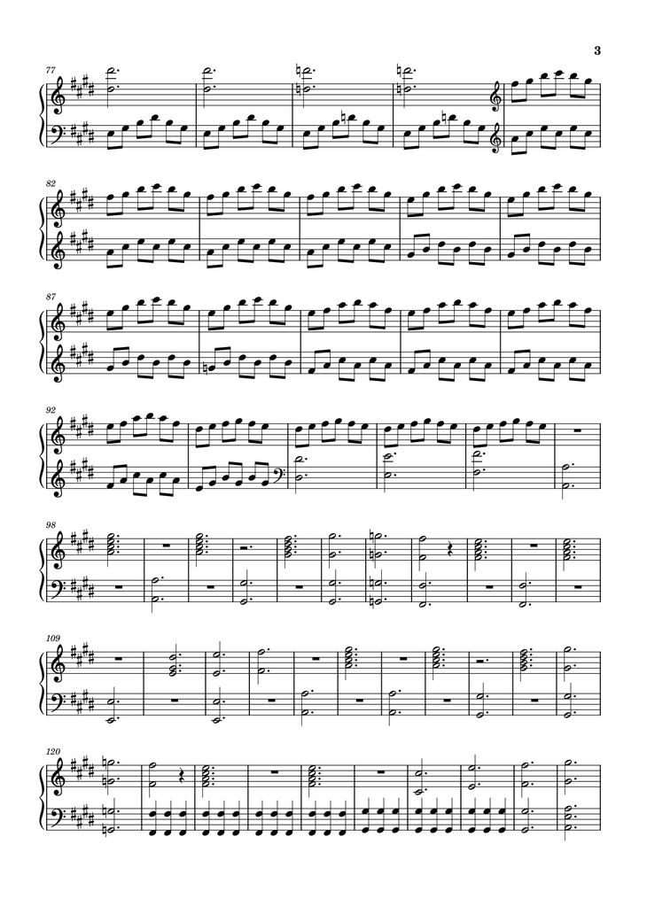 Page 3 of the piano sheet music PDF - Golden Hour Sheet Piano by Inkkarutat