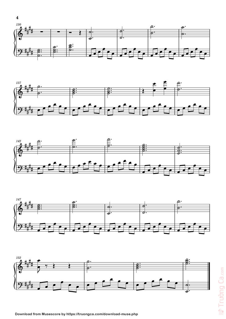 Page 4 of the piano sheet music PDF - Golden Hour Sheet Piano by Inkkarutat