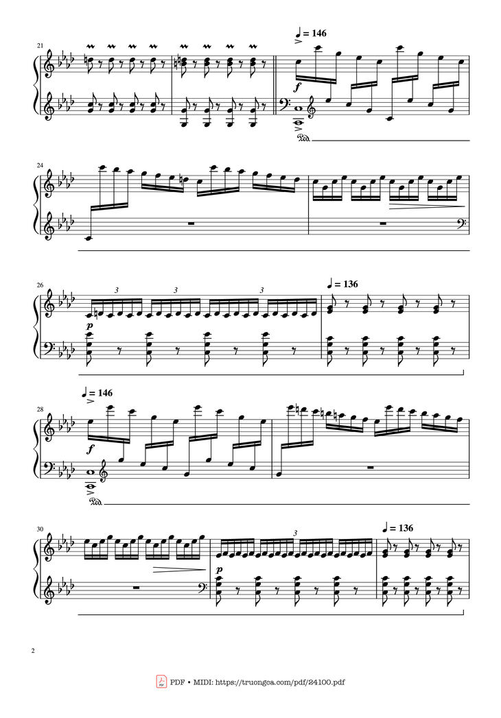 Page 2 of the piano sheet music PDF - Winter - Vivaldi (Rousseau Version Original) Sheet Piano by Antonio Vivaldi
