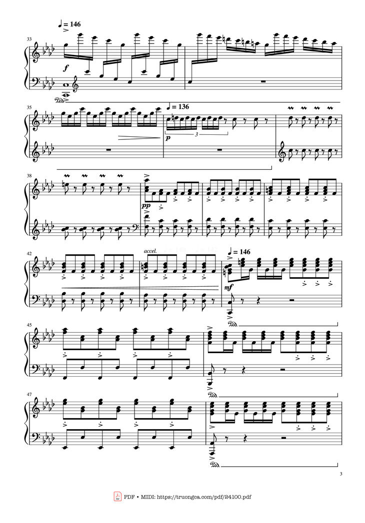 Page 3 of the piano sheet music PDF - Winter - Vivaldi (Rousseau Version Original) Sheet Piano by Antonio Vivaldi