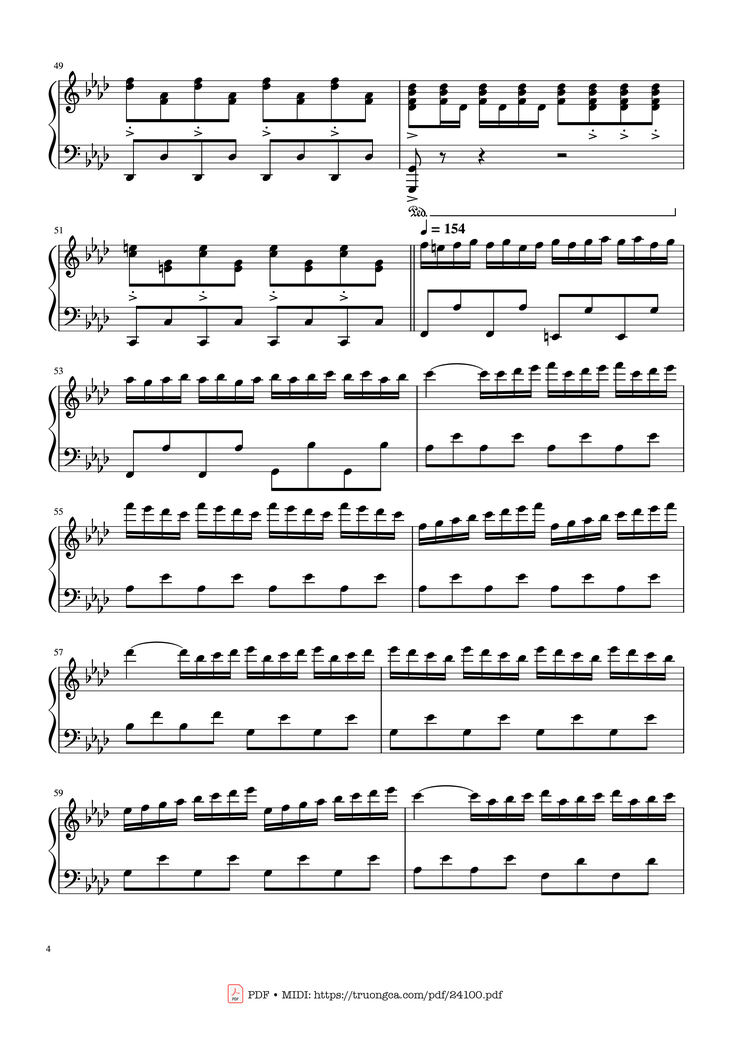Page 4 of the piano sheet music PDF - Winter - Vivaldi (Rousseau Version Original) Sheet Piano by Antonio Vivaldi