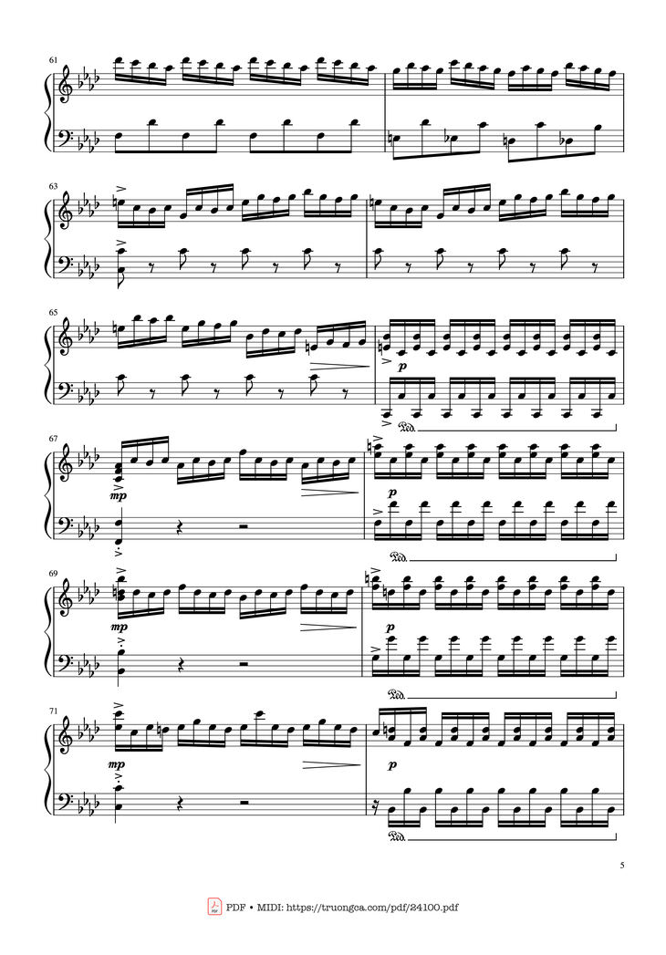 Page 5 of the piano sheet music PDF - Winter - Vivaldi (Rousseau Version Original) Sheet Piano by Antonio Vivaldi