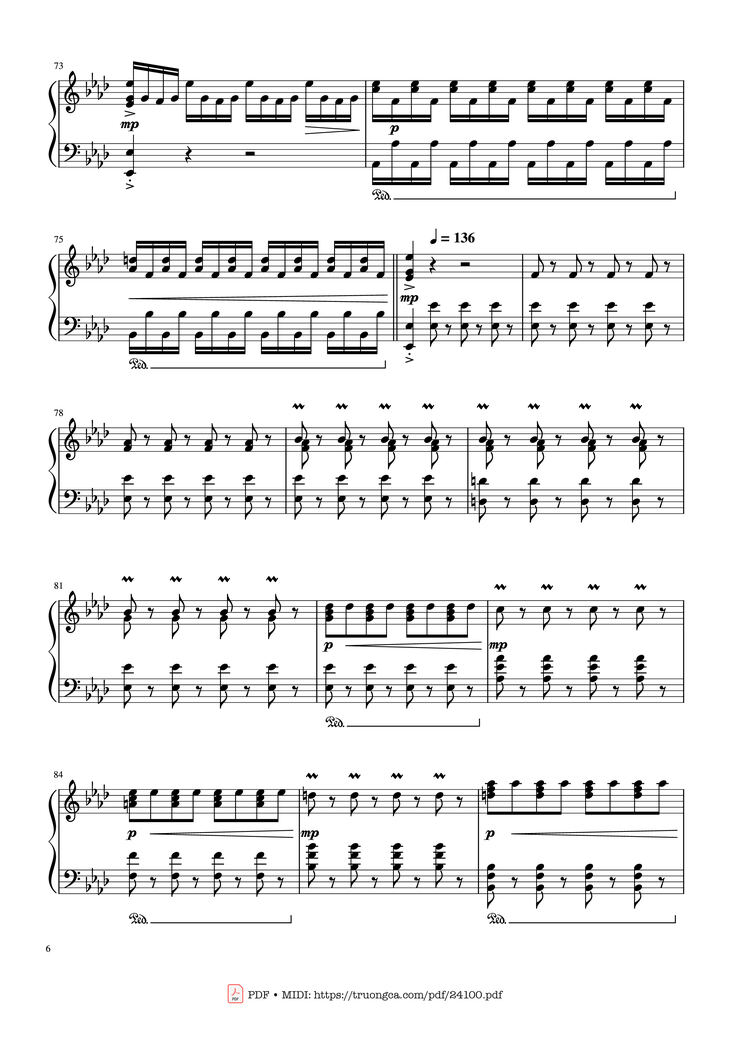 Page 6 of the piano sheet music PDF - Winter - Vivaldi (Rousseau Version Original) Sheet Piano by Antonio Vivaldi