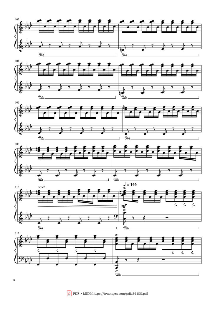Page 8 of the piano sheet music PDF - Winter - Vivaldi (Rousseau Version Original) Sheet Piano by Antonio Vivaldi