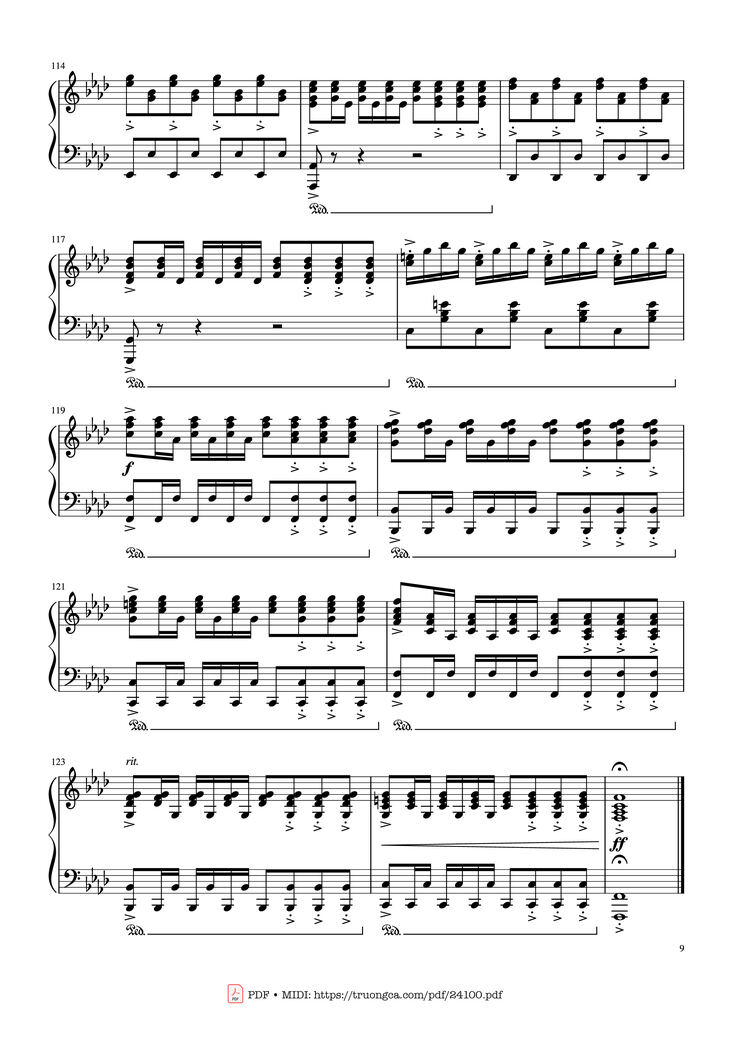 Page 9 of the piano sheet music PDF - Winter - Vivaldi (Rousseau Version Original) Sheet Piano by Antonio Vivaldi